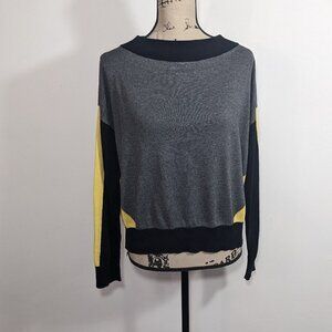 Planet Lauren G Colorblock Sweater One Size Black Gray Yellow